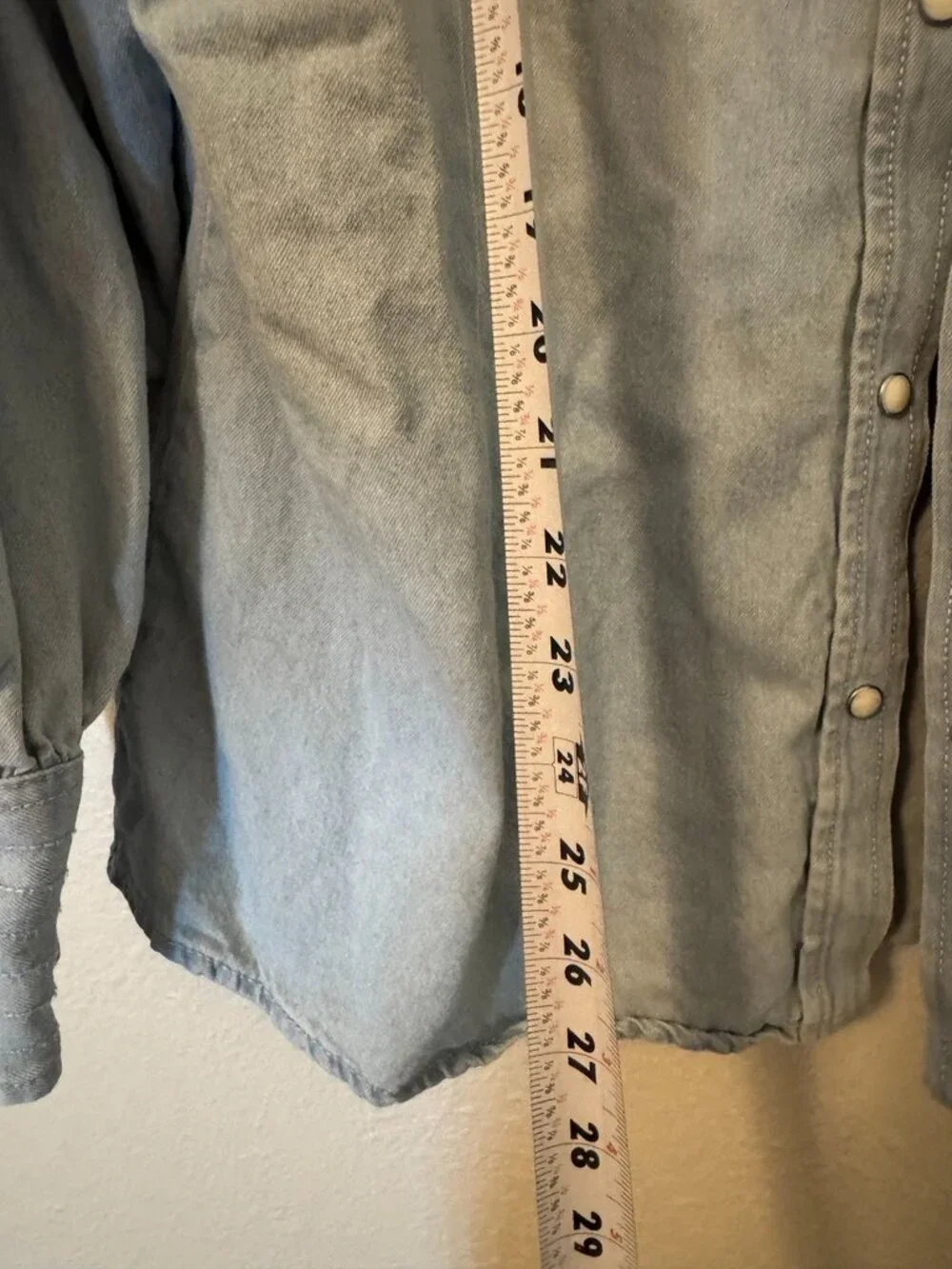 Wrangler Retro Light Wash Blue Jean Western Shirt Peal Button Down Size XL - Picture 9 of 11